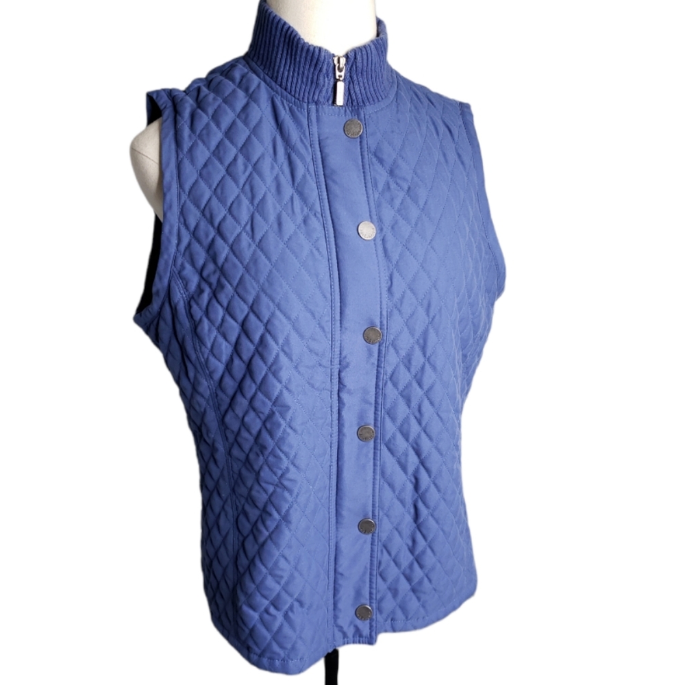 Liz Clairborne Quilted Mockneck Snap Zip Vest EUC M